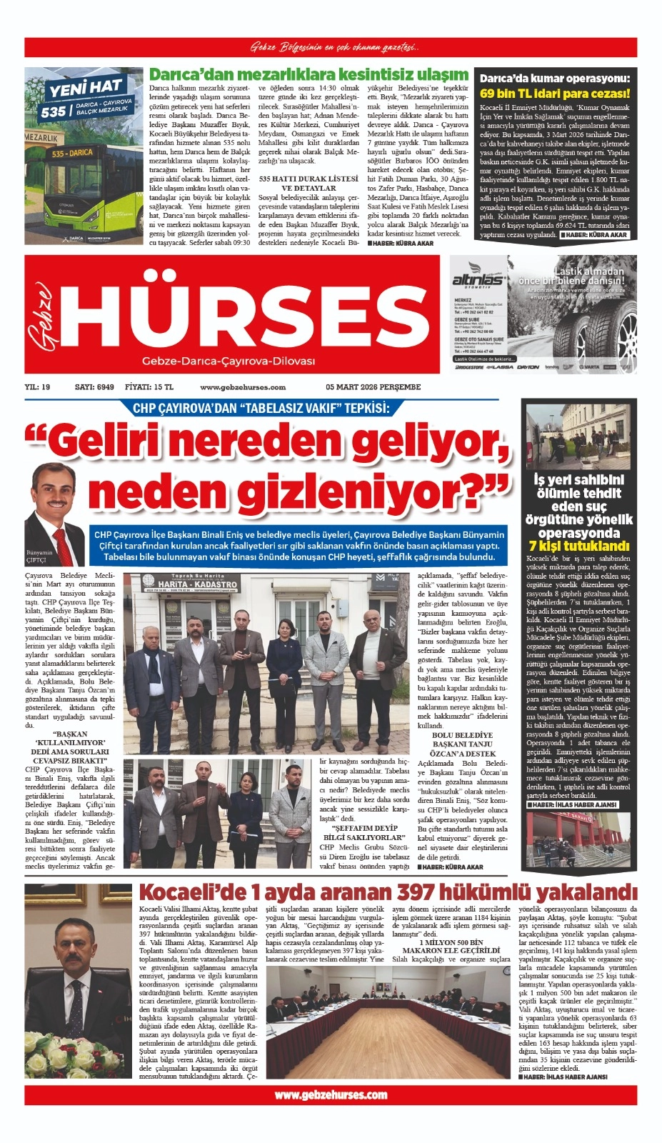 05 MART 2026 TARİHLİ VİTRİN SAYFAMIZ...