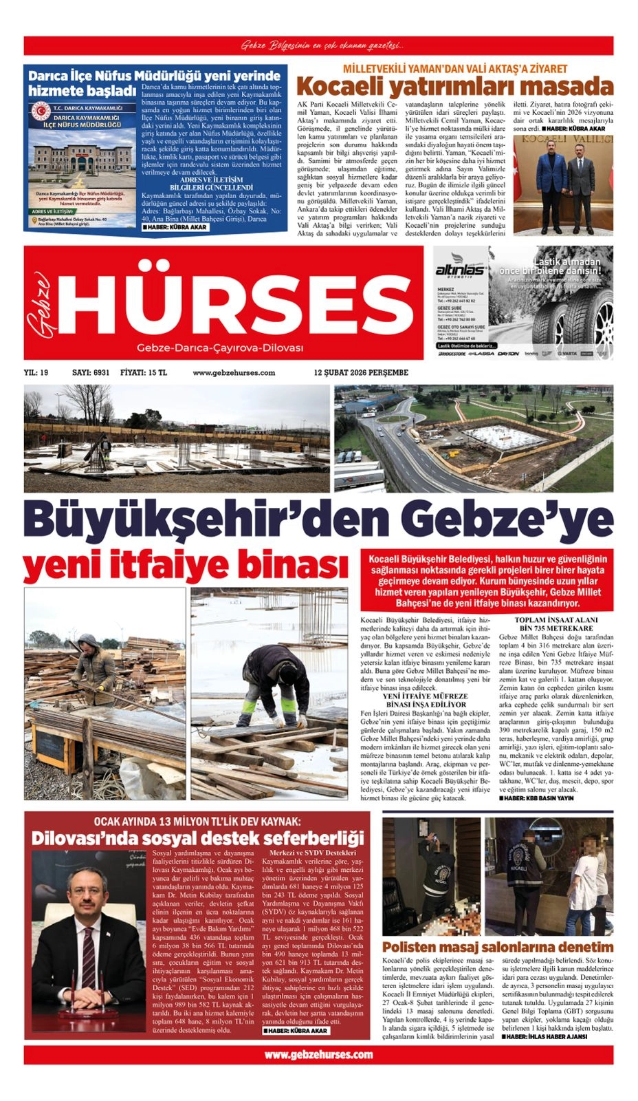 12 ŞUBAT 2026 TARİHLİ VİTRİN SAYFAMIZ...