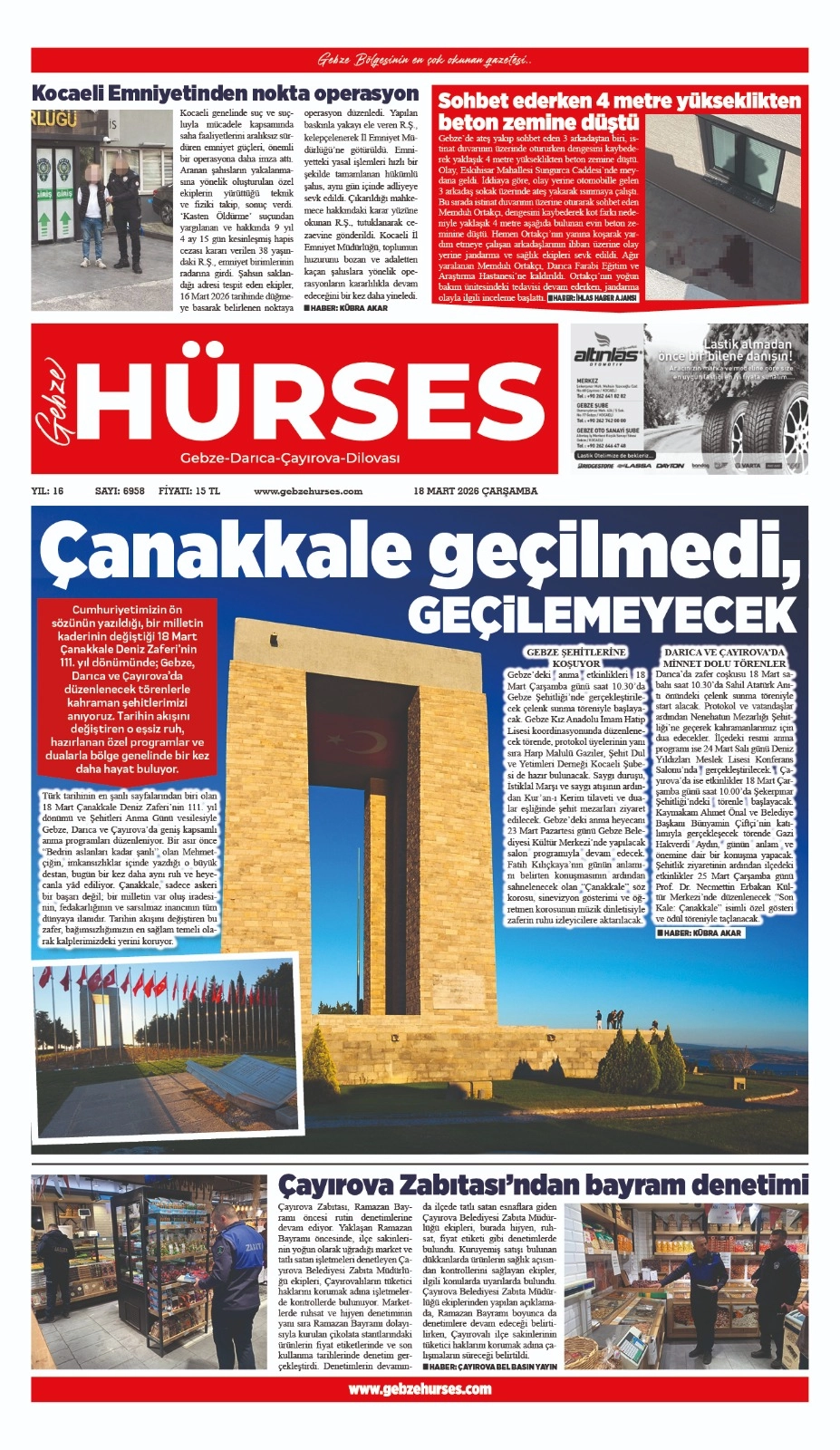 18 MART 2026 TARİHLİ VİTRİN SAYFAMIZ...