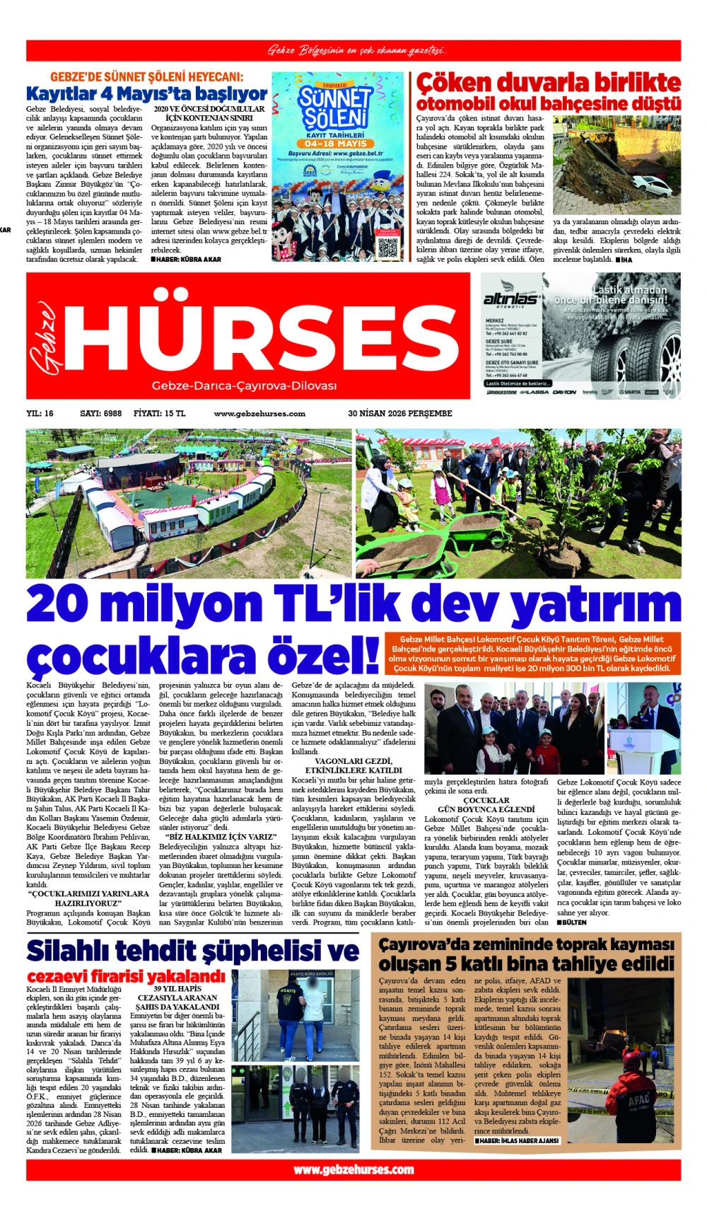 30 NİSAN 2026 TARİHLİ VİTRİN SAYFAMIZ...