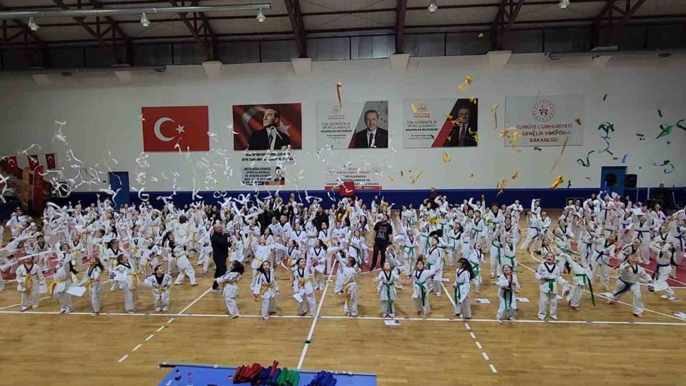 G&ouml;lc&uuml;k&rsquo;te 470 tekvandocu kuşak atladı
