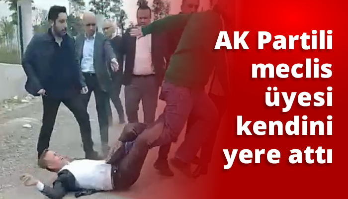 AK Partili meclis üyesi kendini yere attı