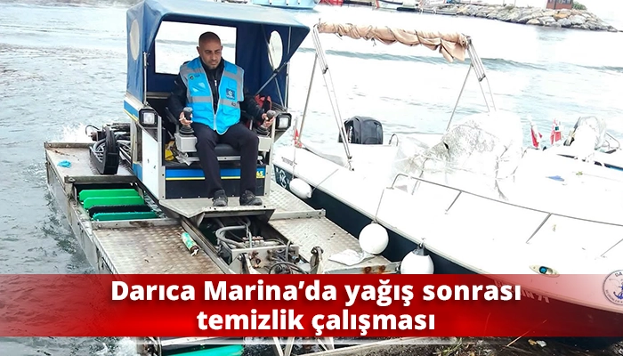 Darıca Marina&rsquo;da yağış sonrası temizlik &ccedil;alışması