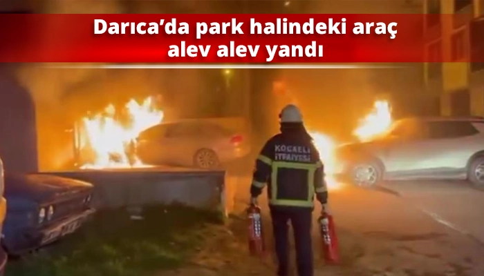 Darıca&rsquo;da park halindeki ara&ccedil; alev alev yandı