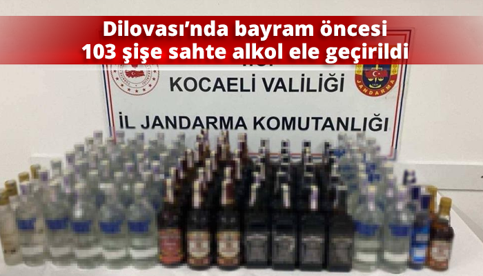 Dilovası’nda bayram öncesi 103 şişe sahte alkol ele geçirildi