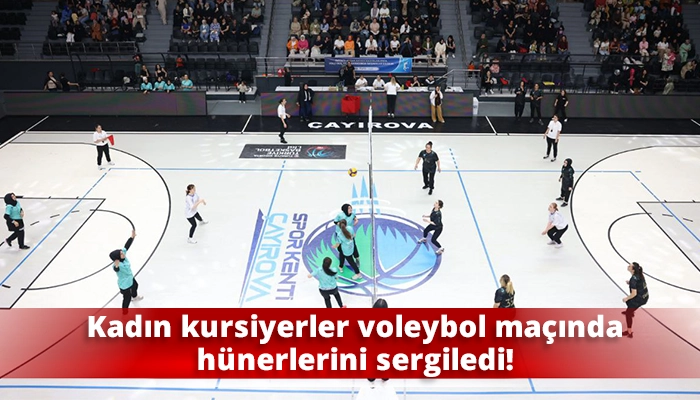 Kadın kursiyerler voleybol maçında hünerlerini sergiledi!